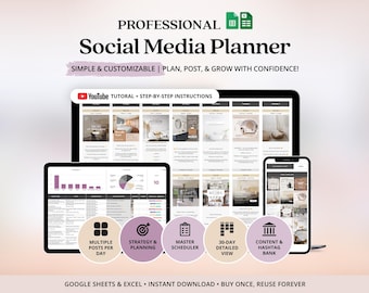 Social Media Content Planner Google Sheet Social Media Management Template Digital Content Planner ADHD Social Media Planner Marketing