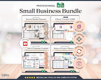 Small Business Spreadsheet Service Business Expense Tracker Project Gantt Chart Marketing Planner Social Media Organizer CRM Google Sheet