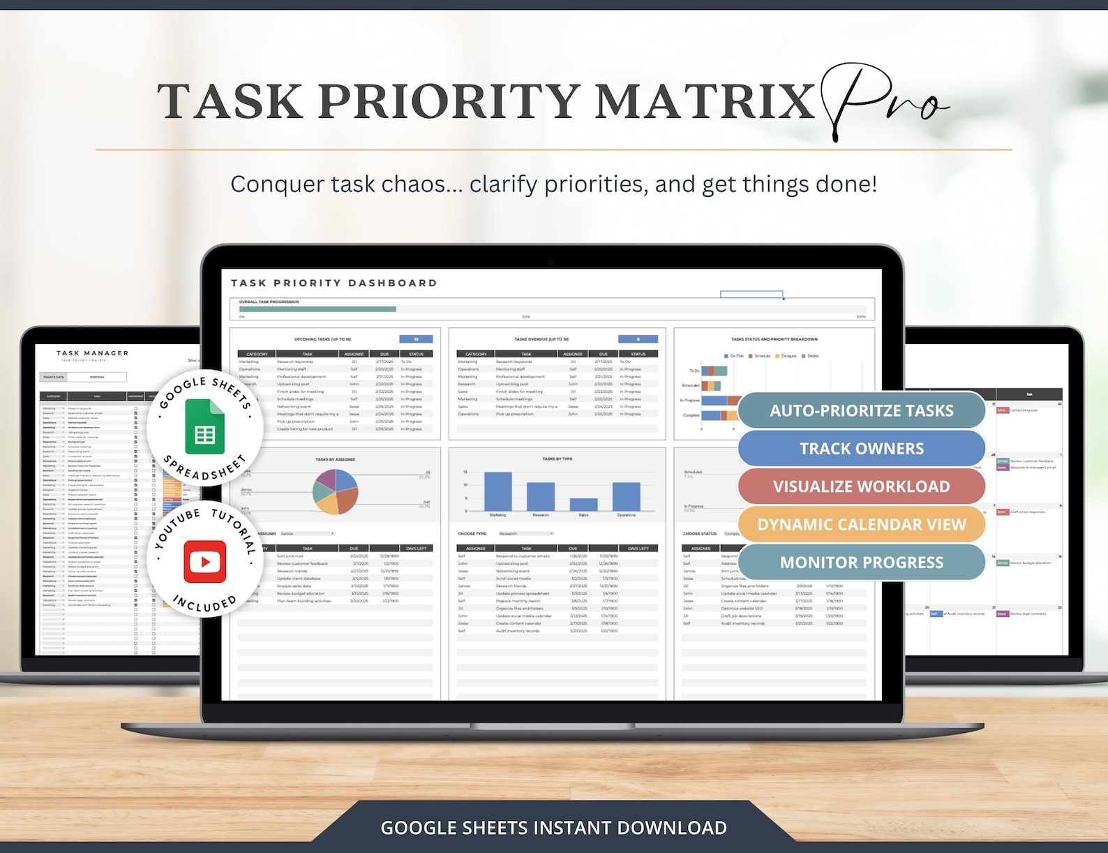 Task Manager Google Sheet Task Tracker Management Priority Matrix ...