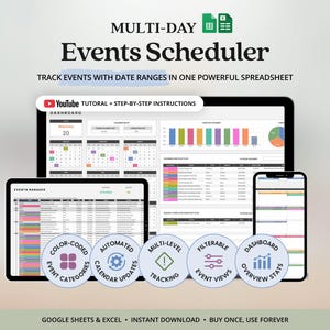 Agenda/Planning Meerdaagse planning sjabloon Google Sheets Evenementenkalender sjabloon Zomeractiviteitenplanner 2025 Maandelijkse evenementenkalender