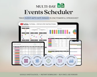 Schedule Calendar Multi-Day Schedule Template Google Sheets Events Calendar Template Summer Activity Planner 2025 Monthly Event Calendar
