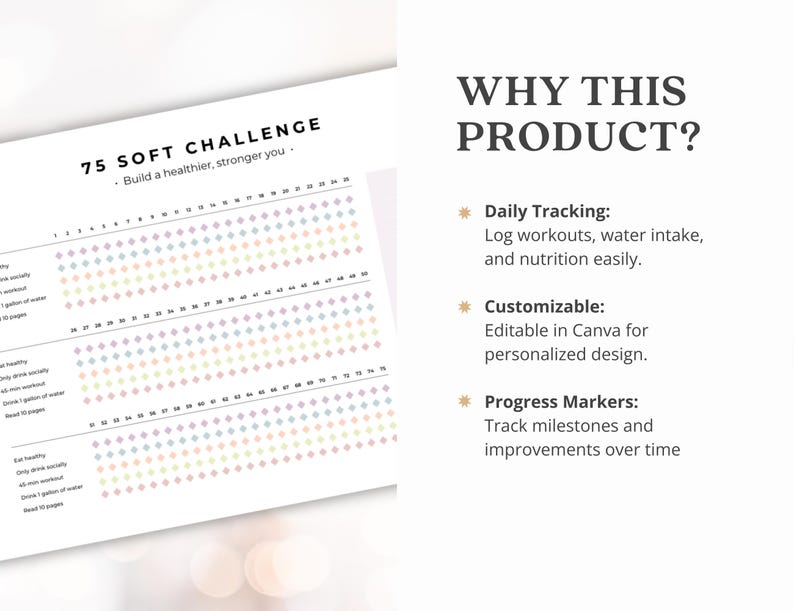 75 Soft Challenge Tracker PDF Download Instruction Template Canva ...