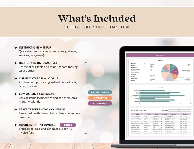 CRM Google Sheets Client Tracker Template