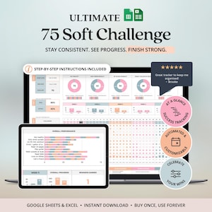 75 Soft Challenge Tracker Template 75 Medium Challenge Printable Fitness Planner For Women Health And Wellness Planner Digital Daily Planner