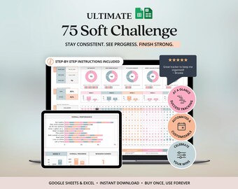 75 Soft Challenge Tracker Template 75 Medium Challenge Printable Fitness Planner For Women Health And Wellness Planner Digital Daily Planner