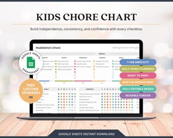 Printable Chore Chart For Kids Routine Chart For Kids Template Chore Chart Template Digital Chore List Kids Cleaning Chart Kids Task Chart