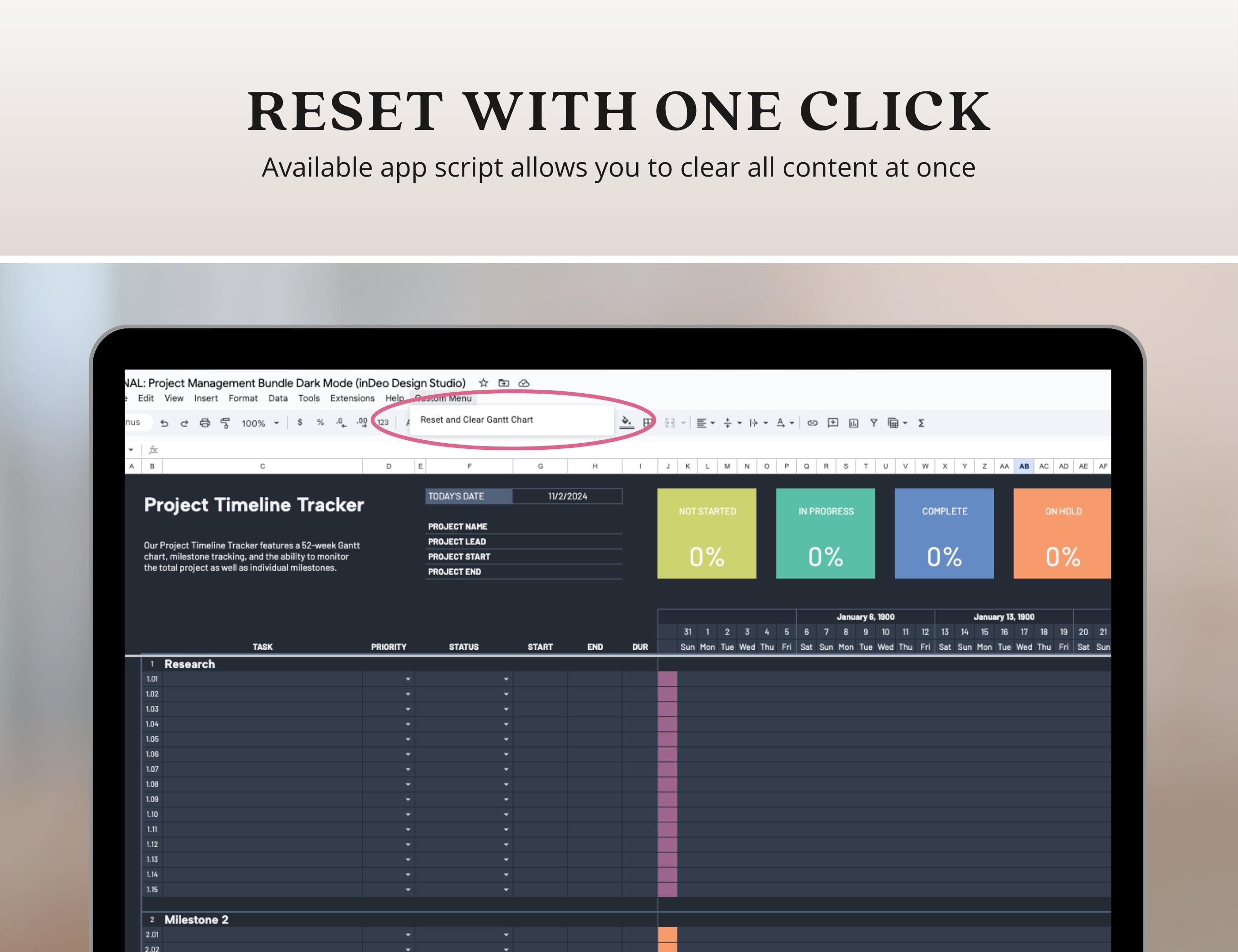 Gantt Chart Template Google Sheets Project Management Template Digital