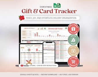 Christmas Gift Tracker Template Google Sheets Excel Christmas Card List Holiday Budget Spreadsheet Stocking Stuffers List Gift List Template