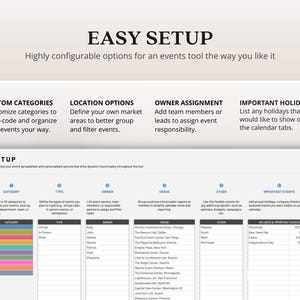 Events Template Excel Schedule Calendar Events Planner Tracker Events ...