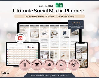 Ultimativer Social Media Planer Tabelle Inhalt Kalender Instagram Planer Hashtag Tracker Inhaltsstrategie Dashboard Vorlage