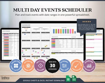 Events Template Excel Schedule Calendar Events Planner Tracker Events Schedule Events Calendar Spreadsheet Monthly Schedule Template Excel