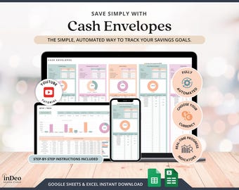 Digital Cash Envelopes Excel Savings Tracker Cash Stuffing Envelopes Google Sheets Sinking Tracker Spreadsheet Personal Finance Dashboard