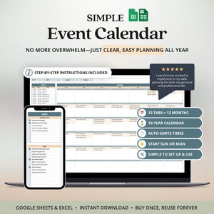 2027 Monthly Digital Calendar Template Excel Daily Planner for Events and Tasks Tracker Spreadsheet Planner ADHD Schedule Business Tracker