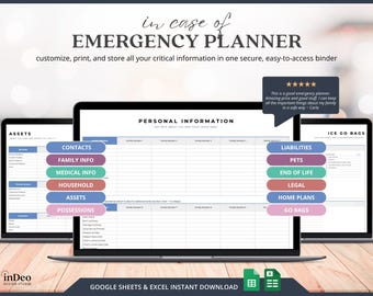 In Case Of Emergency Planner Templates Printable Google Sheets End Of Life Binder Notebook Template For Planning Emergency Binder Printable