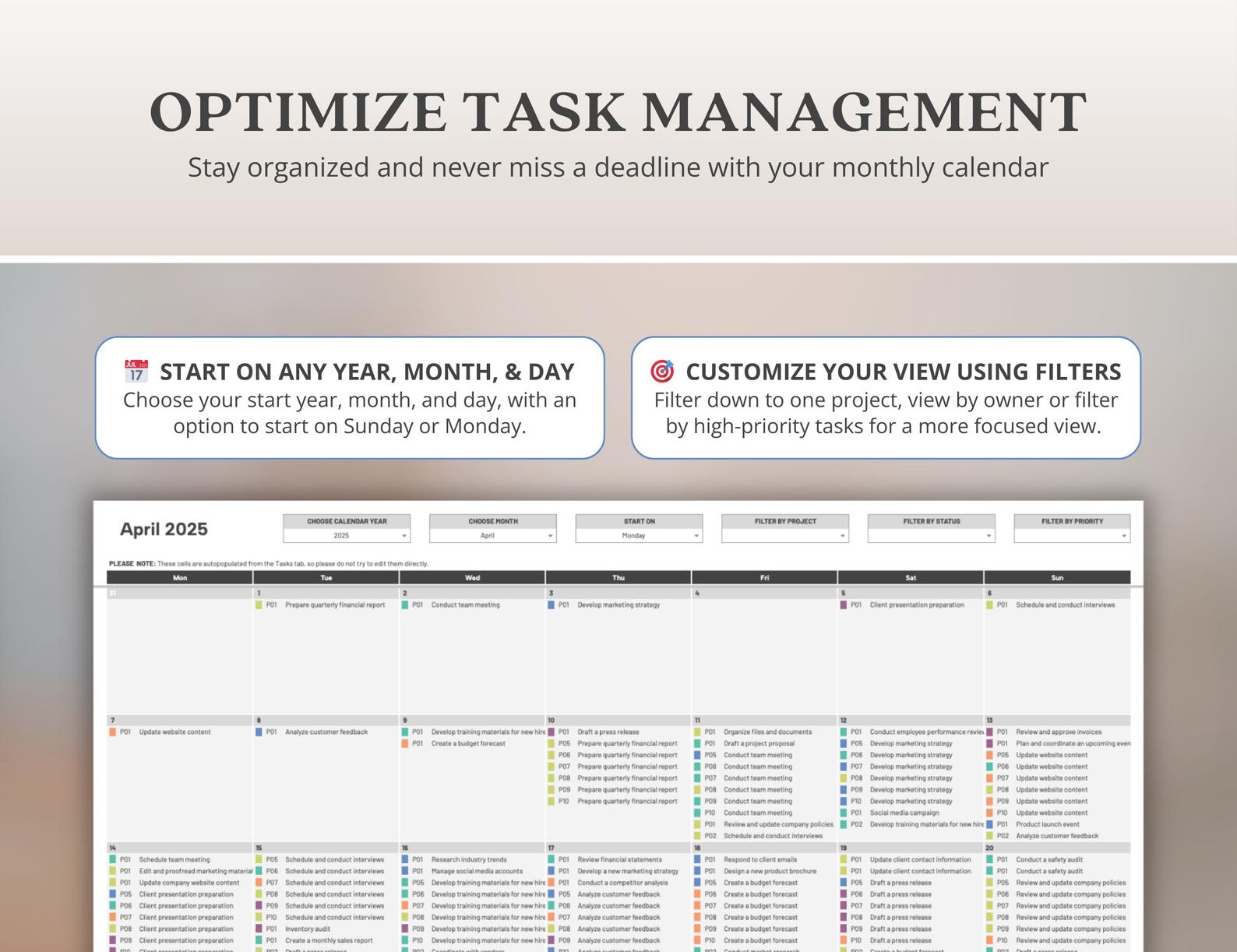 Multi Project Management Template for Business Bundle Template Small ...