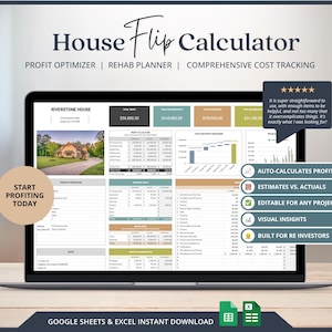 Calcolatrice per il ribaltamento della casa, strumenti di monitoraggio degli investimenti, Excel, Google Sheets, foglio di calcolo per investimenti immobiliari, calcolatrice del ROI per progetti di ribaltamento della casa