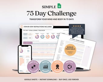 75 Day Challenge Tracker 75 Day Tracker Editable 75 Soft Challenge Tracker Printable 75 Day Challenge Editable 75 Medium Tracker Printable