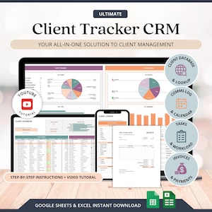 Monitoraggio clienti Fogli Google Foglio di calcolo per piccole imprese CRM per agenzie Modello cliente Gestione aziendale Attività di comunicazione Monitoraggio fatture