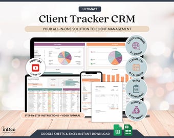 Client Tracker Google Sheets Small Business Spreadsheet Agency CRM Client Template Business Management Communication Task Invoice Tracker