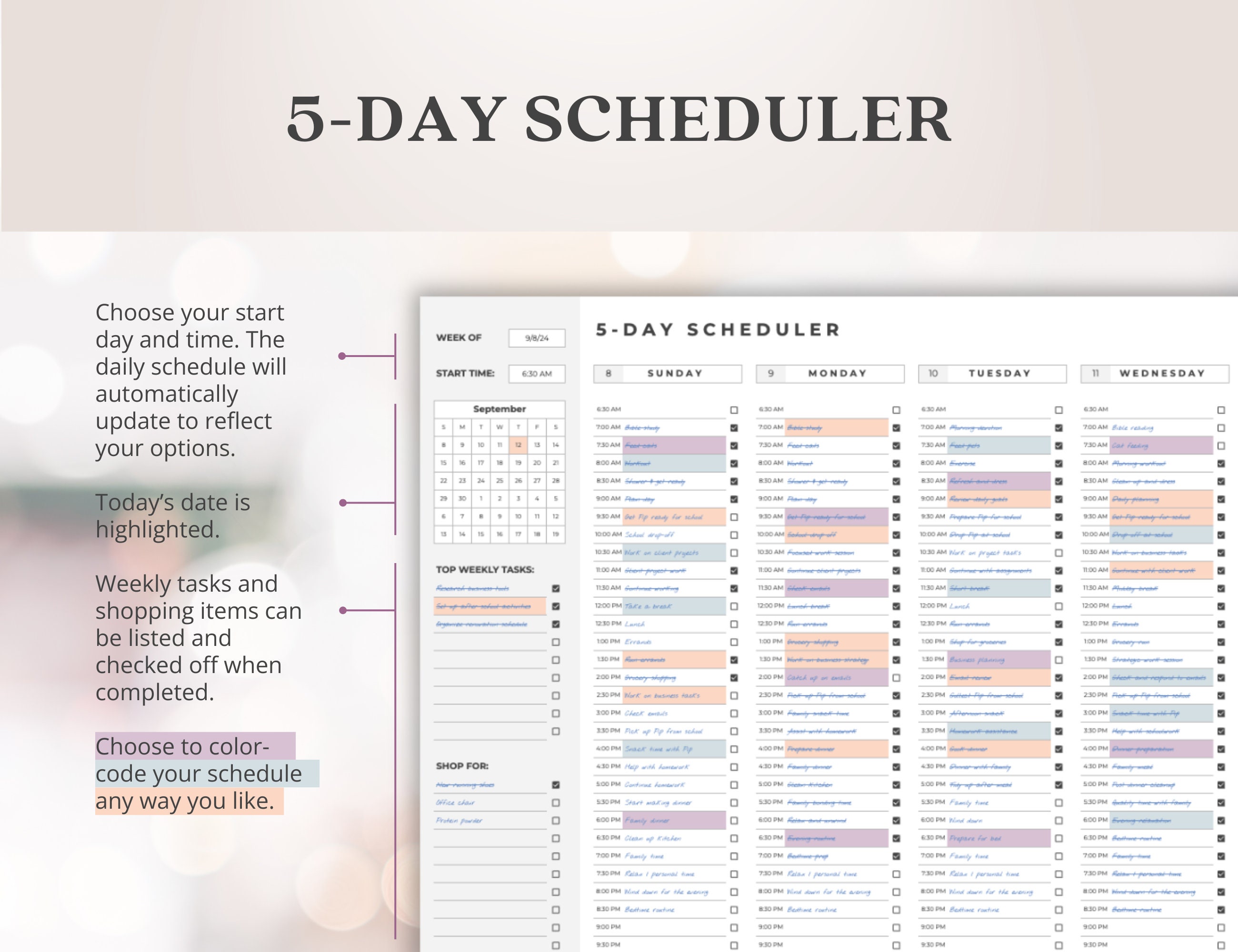 Daily Weekly Monthly Planner 2025 Digital Planner Template for Small ...