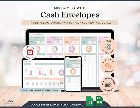 Savings Tracker Sinking Funds Tracker Digital Cash Envelopes System Google Sheets Savings Template Personal Finance Spreadsheet