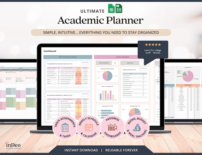 Assignment Tracker Excel Academic Planner Template