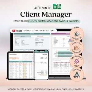 Client Tracker Excel Small Business CRM Google Sheets Client Tracker Template Invoice Tracker Generator Task Tracker Sheet Communication Log