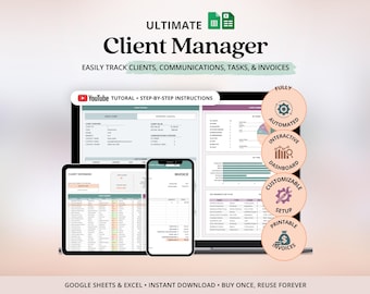 Client Tracker Excel Small Business CRM Google Sheets Client Tracker Template Invoice Tracker Generator Task Tracker Sheet Communication Log