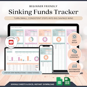 Sinking Funds Tracker Digital Savings Challenge Money Saving Planner Digital Cash Envelope Tracker Spreadsheet Google Sheets Budget Planner