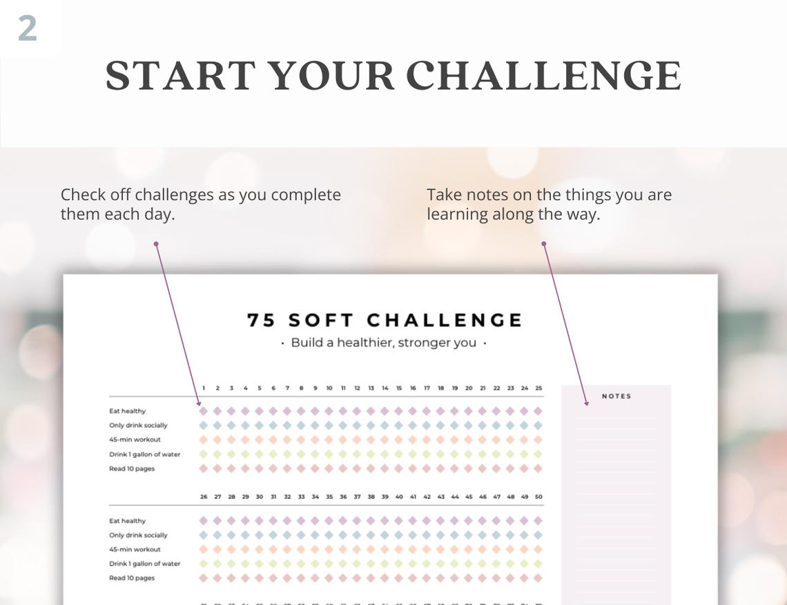 75 Soft Challenge Tracker PDF Download Instruction Template Canva ...
