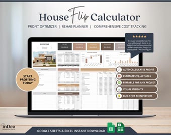 House Flipping Calculator Profit And Loss Template Investment Tracker Real Estate Fix and Flip Calculator House Flipping Spreadsheet