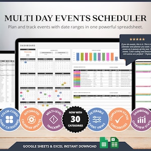 Harmonogram Kalendarz Szablon harmonogramu wielodniowego Arkusze Google Szablon kalendarza wydarzeń Planer aktywności letnich 2025 Miesięczny kalendarz wydarzeń