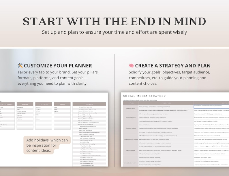 Social Media Planner Social Media Content Planner And Calendar Social Media Management Calendar Digital Content Planner Spreadsheet image 3