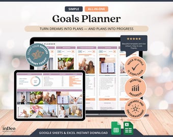 Målplanerare Google Sheets Smart målspårare Kalkylblad Målsättningsplanerare Visionstavla Inspiration Mall för nyårslöften 2026