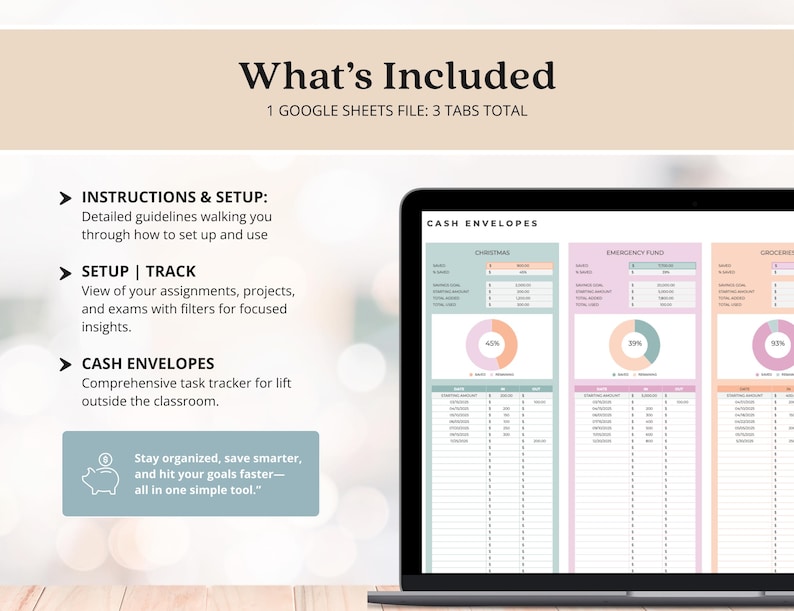 Digital Cash Envelopes System Google Sheets Savings Template Personal Finance Spreadsheet