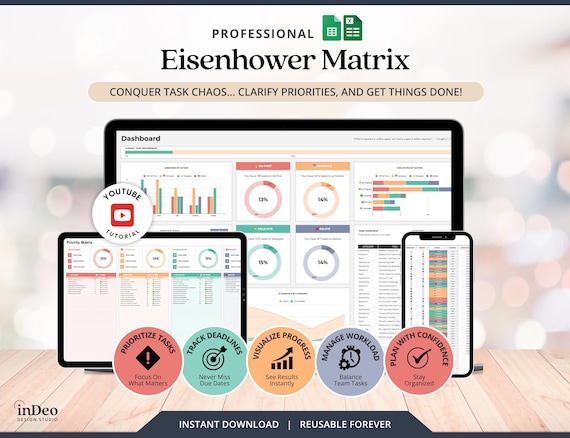 Eisenhower Matrix Task Manager Excel Google Sheets To Do List Task Tracker Excel Project Management Decision Making Tools ADHD Daily Planner