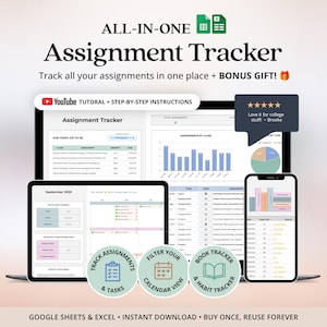 Digitaler Studienplaner für Studenten, Aufgabenübersicht für die Uni, Lernplaner-Vorlage, Monatsplan, Aufgabenplaner (Excel, Google Sheets)