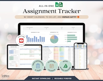 Student Planner Digital College Assignment Tracker Study Planner Template Monthly Class Schedule Assignment Planner Excel Google Sheets