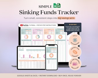 Sinking Funds Tracker Digital Savings Challenge Money Saving Planner Digital Cash Envelope Tracker Spreadsheet Google Sheets Budget Planner