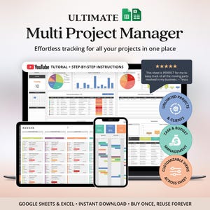 Multi Project Management Tracker Template for Small Business Client Tracker Google Sheets Gantt Chart Template Project Budget Kanban Board