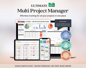 Multi Project Management Tracker Template for Small Business Client Tracker Google Sheets Gantt Chart Template Project Budget Kanban Board
