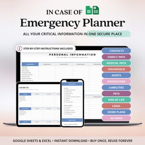 In Case Of Emergency Planner Templates Printable Google Sheets End Of Life Binder Notebook Template For Planning Emergency Binder Printable