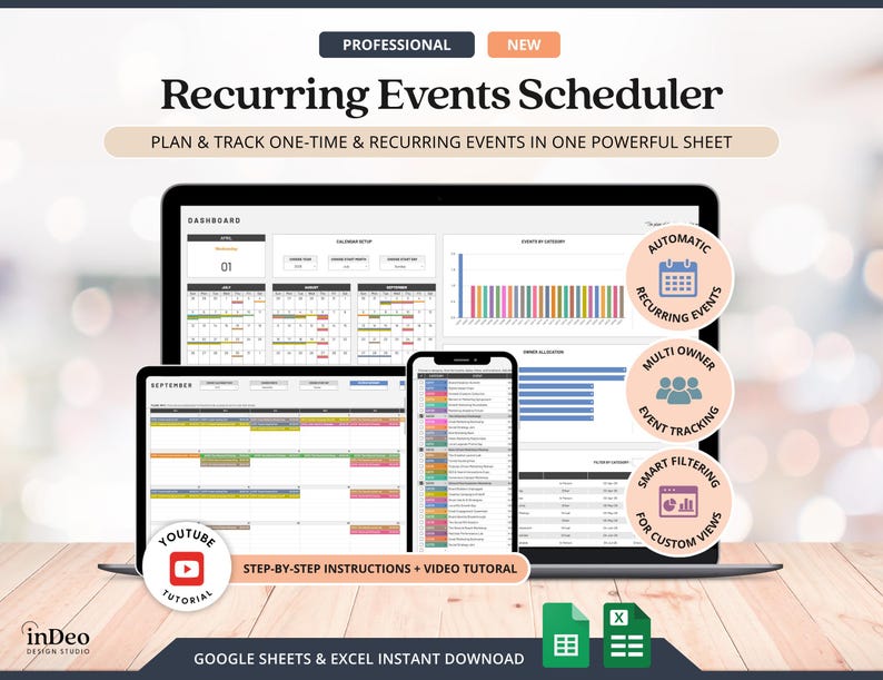 Recurring Task Manager Excel Event Calendar Spreadsheet Google Sheets ...