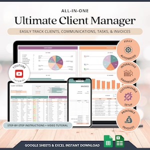 Client Tracker Excel Small Business CRM Google Sheets Client Tracker Template Invoice Tracker Generator Task Tracker Sheet Communication Log