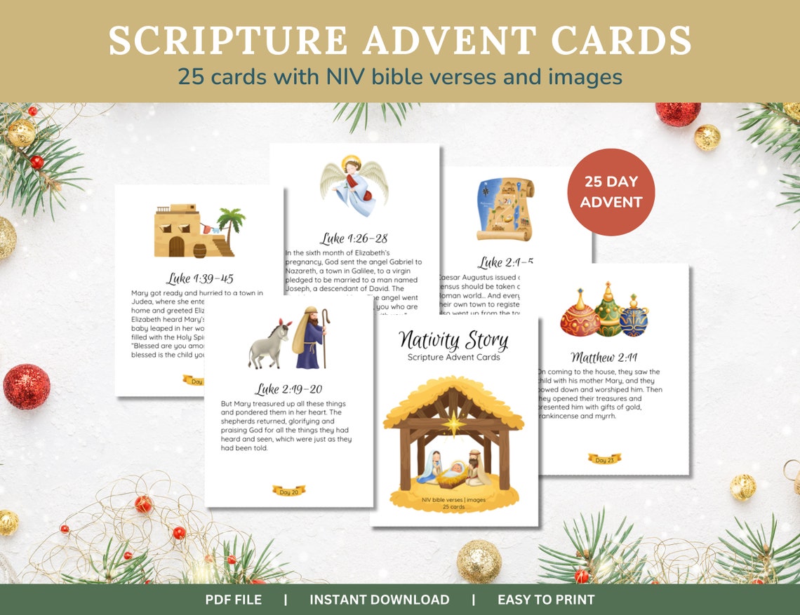 Christian Advent Calendar Cards, Adult Advent Calendar, Advent Calendar ...
