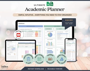 Assignment Tracker Excel Student Planner Google Sheets Spreadsheet For School Planner Student Study Planner Monthly Book Budget Tracker