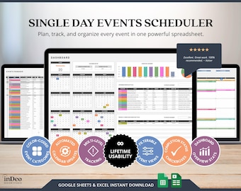 Small Business Events Calendar Spreadsheet Template Schedule Time Management Events Tracker Template Downloadable Calendar Planner Template