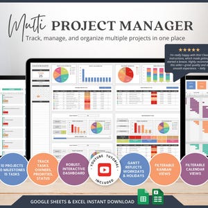 Small Business Project Management Bundle Google Sheets Calendar Kanban Board Planner Spreadsheet Organizer Digital Download Planning