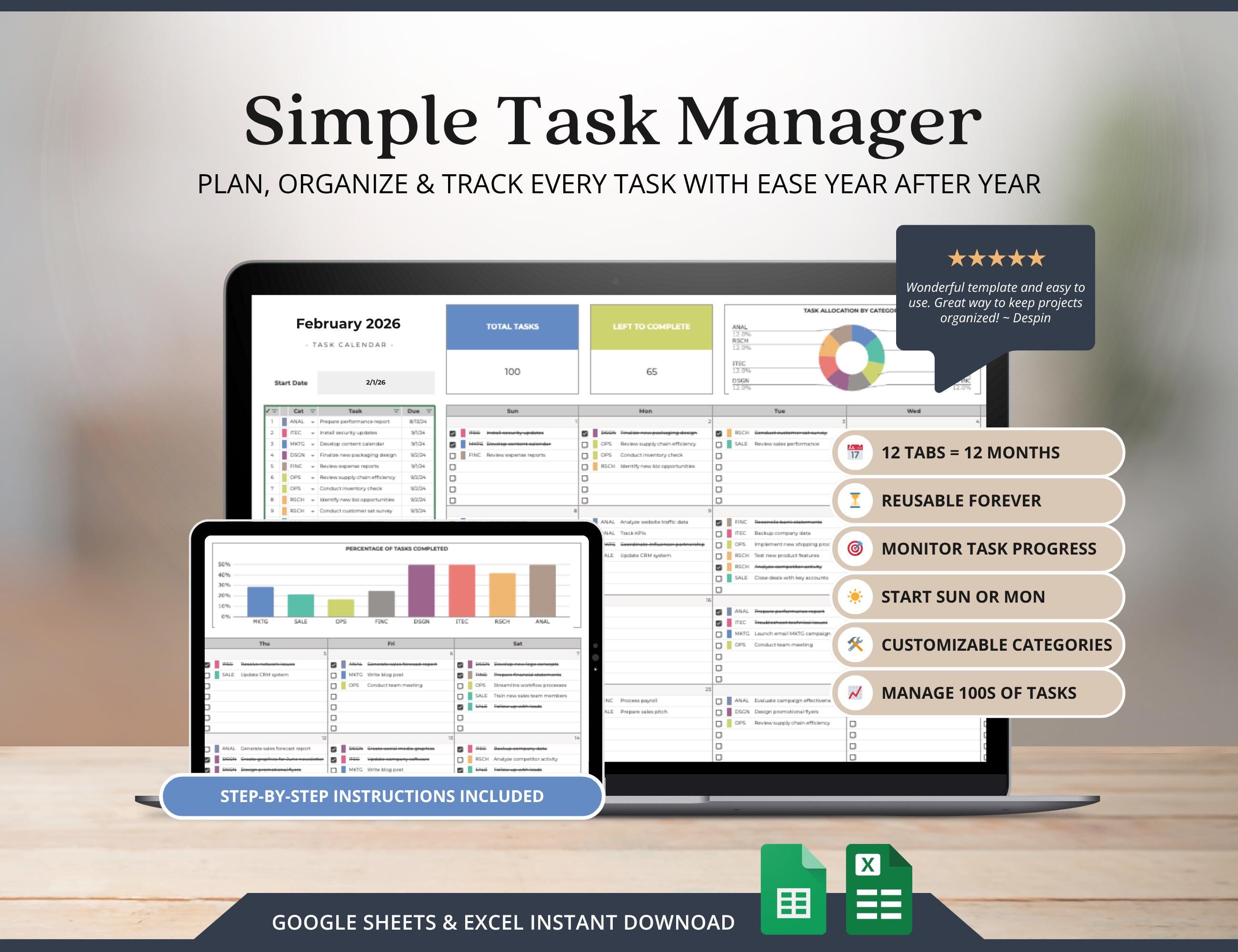 Task Tracker Google Sheets Business Tracker Spreadsheet for Small ...