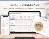 75 Soft Challenge Fitness Tracker Daily Habit Tracker Google Sheets Spreadsheet Template For Health and Wellness Planner Digital Download